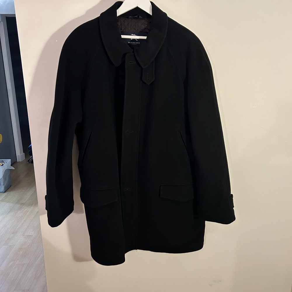Men’s Vintage Burberry Black Wool Coat Made in Italy